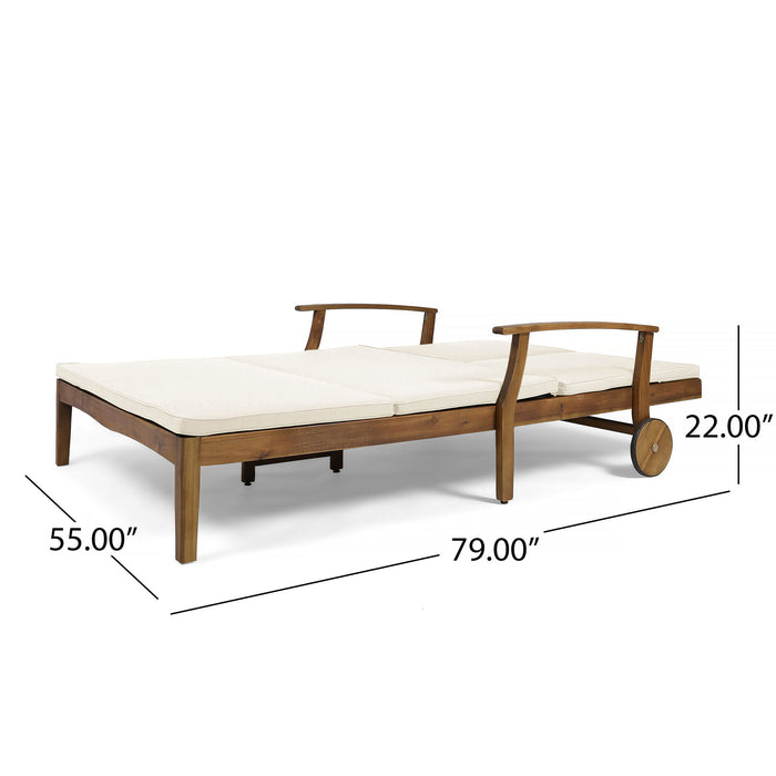 Etherealize - Outdoor Adjustable Double Chaise Lounge With Water Resistant Cushions