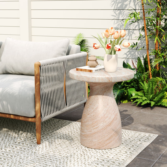 Outdoor / Indoor Travertine Side Table Lightweight