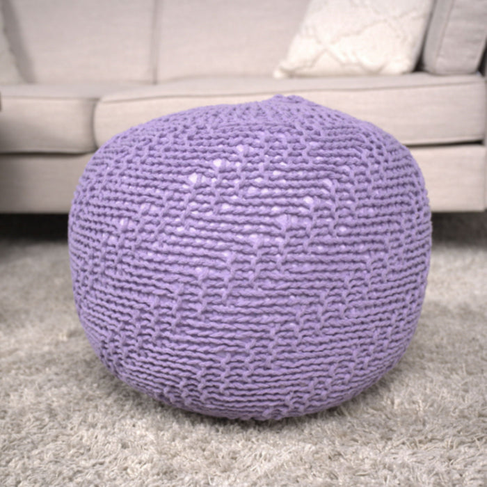 Bordeaux - Knitted Cotton Round Pouf Ottoman