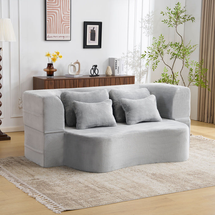 Modern Floor Sofa With 4 Pillows