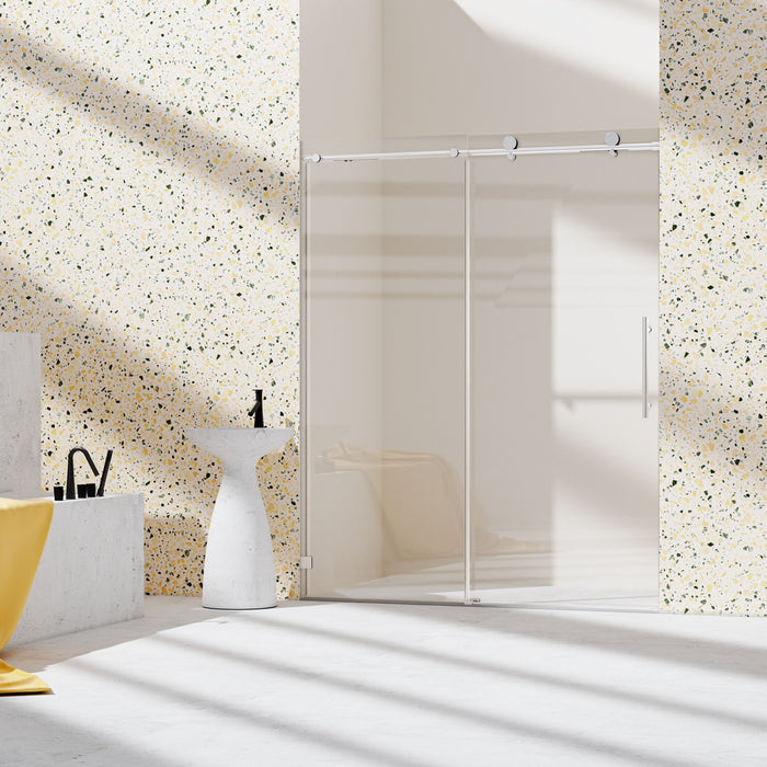 Frameless Single Sliding Soft Close Shower Doors, 5/16" Sgcc Tempered Glass