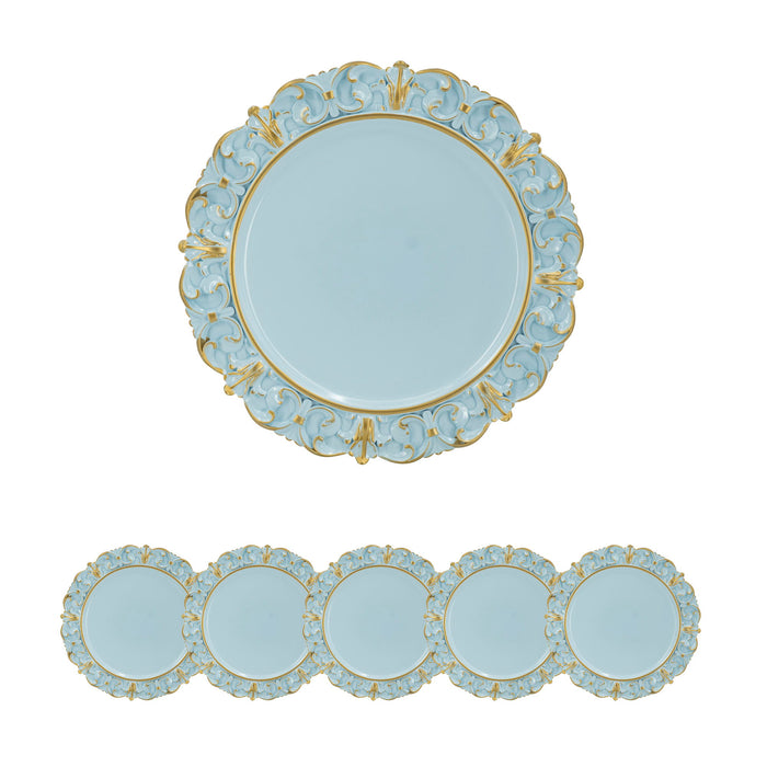 Plastic Charger Plate (Set of 6) - Blue / Gold