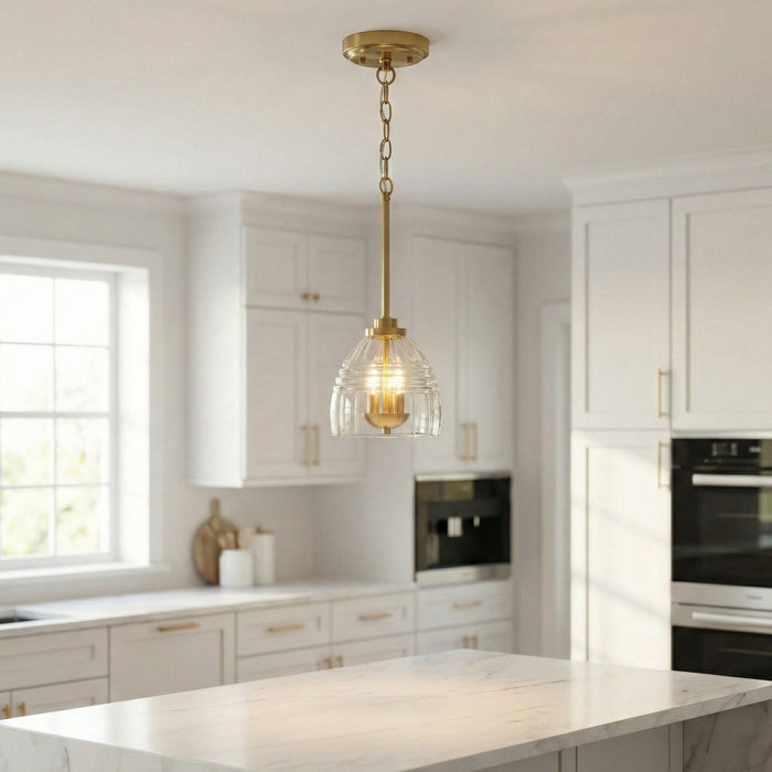 Ember - 3 Candle Lights Chain Pendant - Clear / Gold
