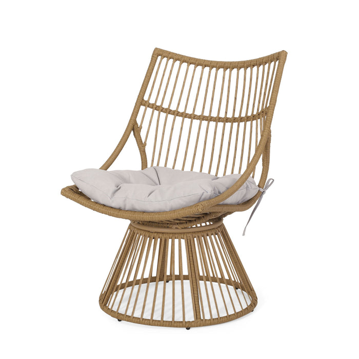 2 Piece Rattan Patio Set With Club Chair And Side Table - Beige / Light Brown