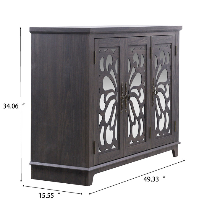 3 Door Mirrored Sideboard Cabinet With Adjustable Shelves