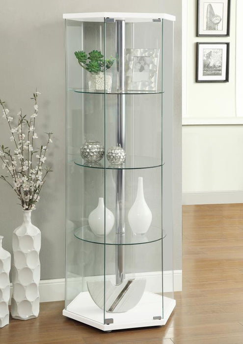 Zahavah - 4-Shelf Hexagonal Clear Glass Curio Cabinet