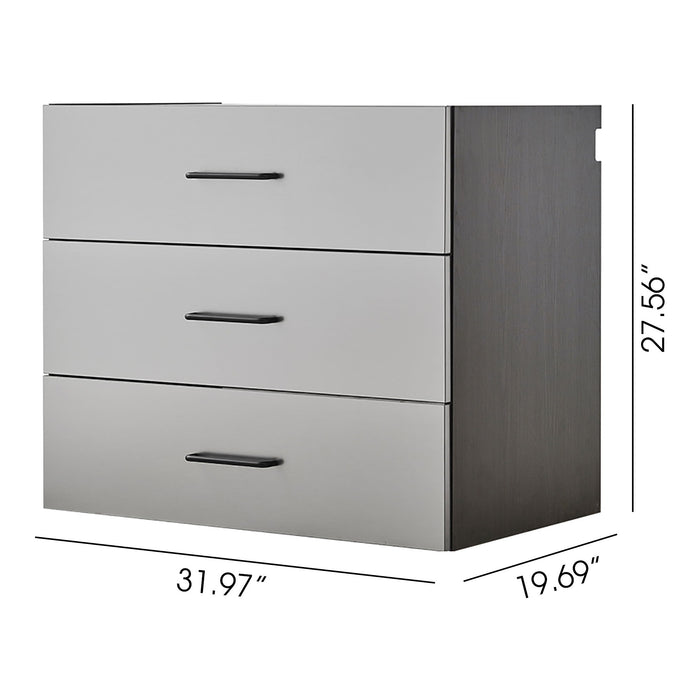 Astro Series - Metal Wall Mounted Base Drawer Storage Cabinet With Soft Closing Features - Metallic Gray