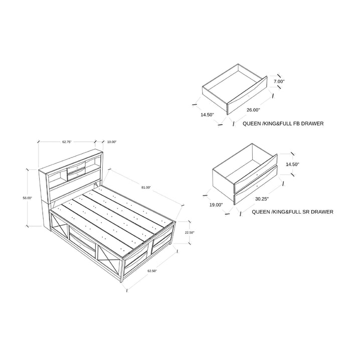 Lucille - Bed With Storage And Bookcase Headboard