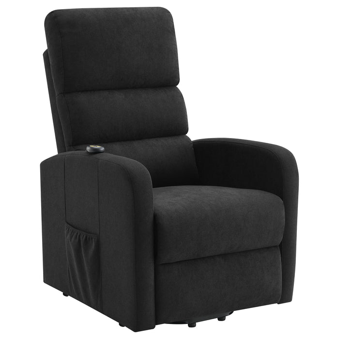 Royston - Upholstered Power Lift Recliner With Remote Comfort - Black