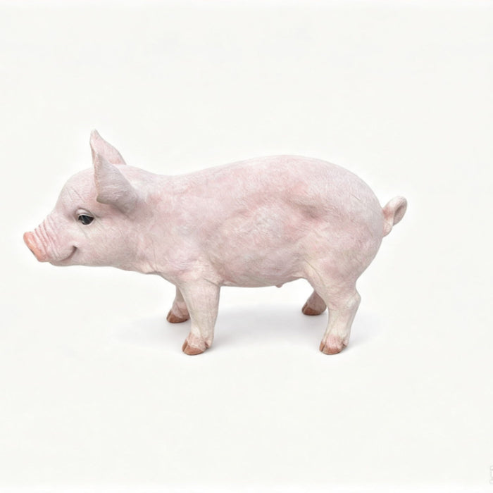 Cute Pig Garden Statue, Farm Pig Figurine Lawn Ornament, Weatherproof Outdoor Sculpture Decor - Baby Pink