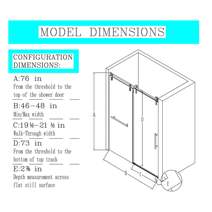 Frameless Single Sliding Shower Doors With Towel Rail & Handle