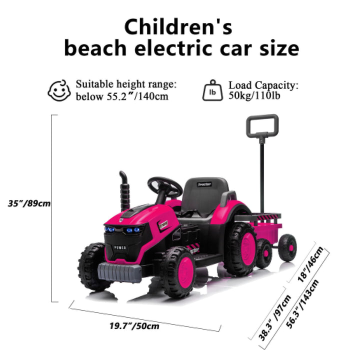 Kids Electric Ride On Tractor With Trailer