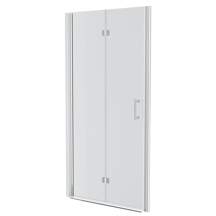 Bi Fold Frameless Shower Door With Tempered Glass,1 / 4" Thickness - Chrome