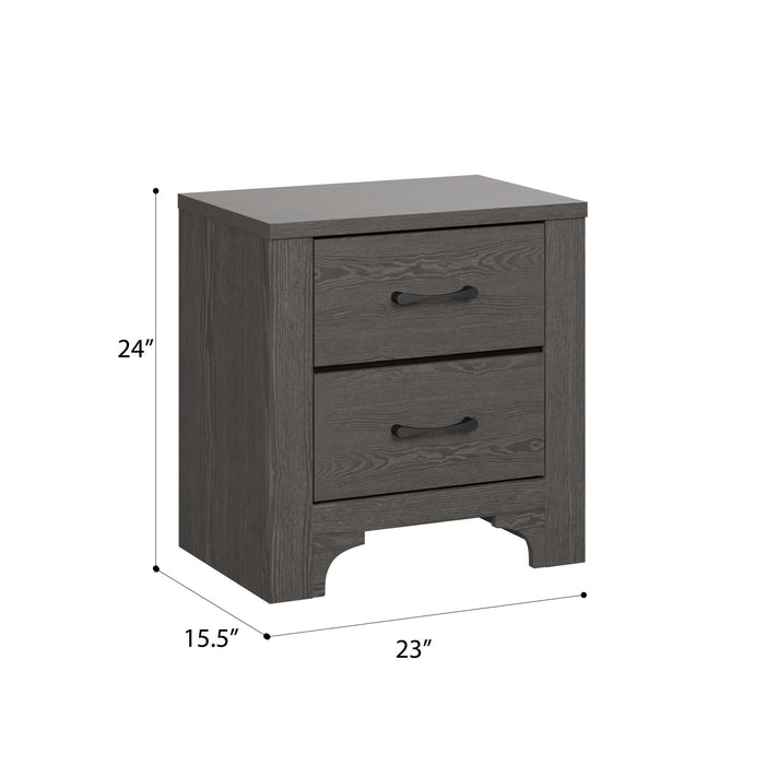 Modern 2 Drawer Nightstand - Brown - Wood