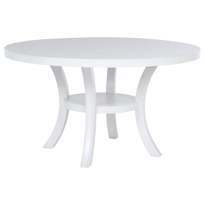 Tyler - Round Dining Table With Shelf Round Table - White