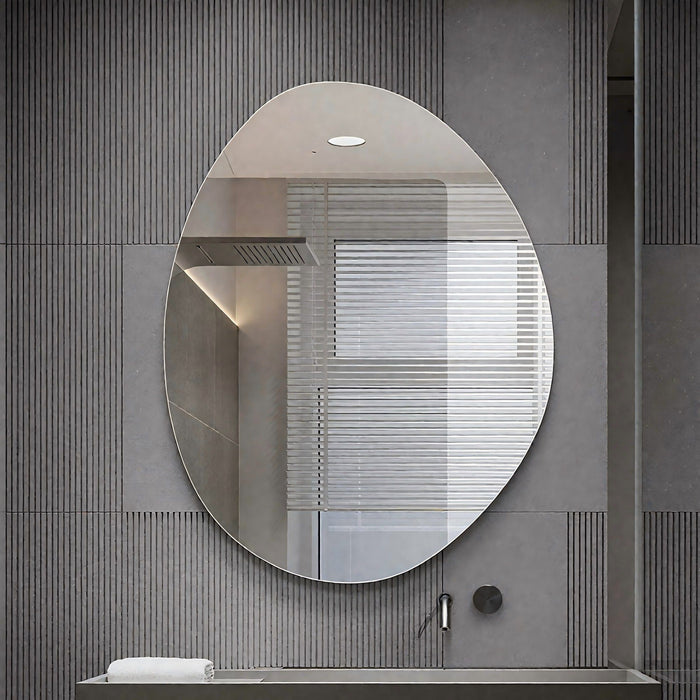Asymmetrical Bathroom Wall Mirror - Silver