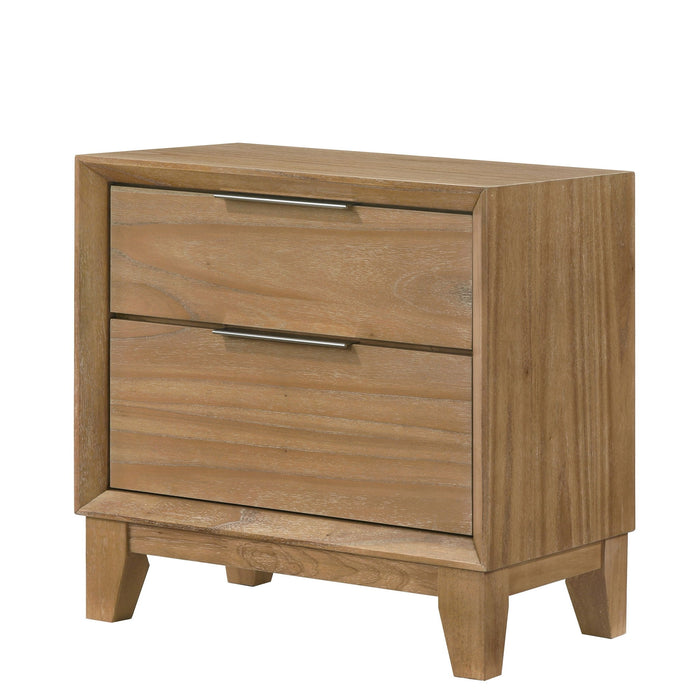 1 Piece 2 Drawer Nightstand - Natural Wood