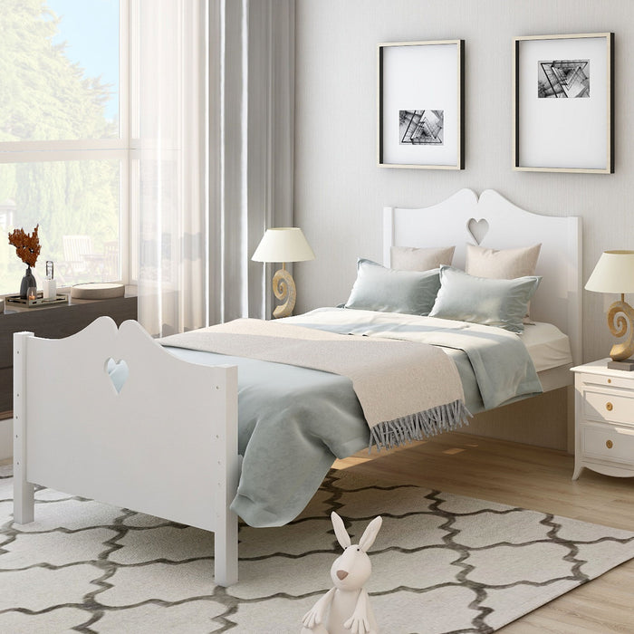 Twin Platform Bed With Slat Support And Headboard And Footboard - White