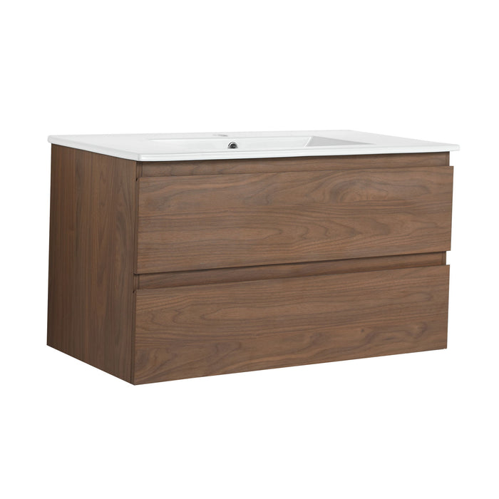 Wall Mounted Bathroom Vanity & Sink, 2 Soft Close Drawers