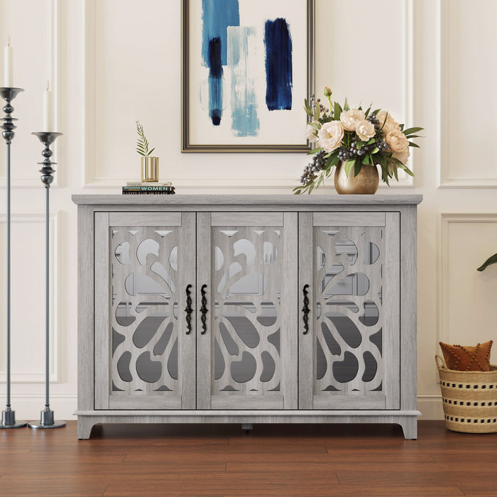 3 Door Mirrored Sideboard Cabinet With Adjustable Shelves