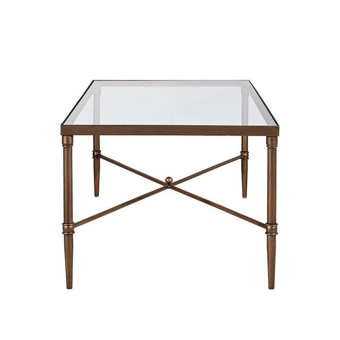 Metal Rectangle Coffee Table With Tempered Glass Top - Bronze