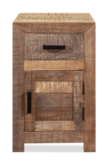 26" Solid Wood Square End Table With Drawer - Brown