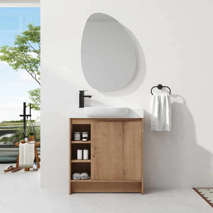 Sleek Design Freestanding Bathroom Vanity With Sink, Soft Close Door