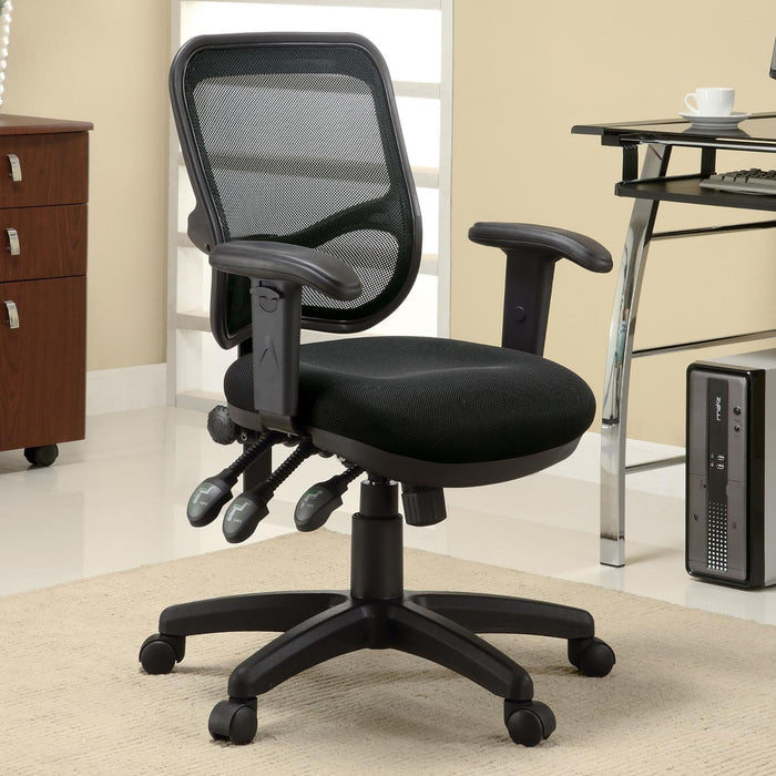 Swivel Office Chair Armrests Ergonomic Design, Adjustable Height And Tilt - Black