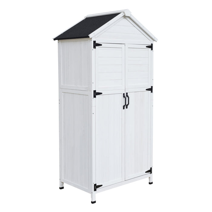 Storage Shed With Double Doors For Outdoor Garden Tool Organization - White