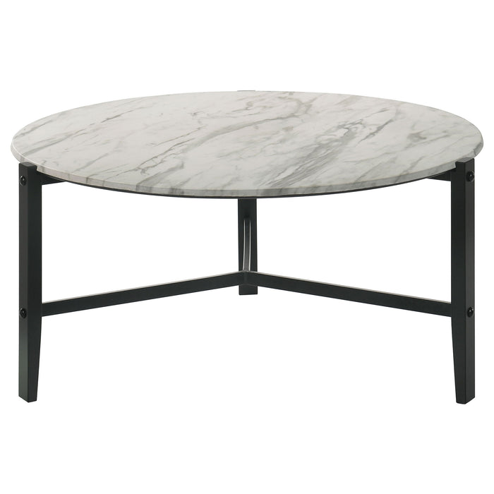 Tandi - Round Marble Coffee Table - White