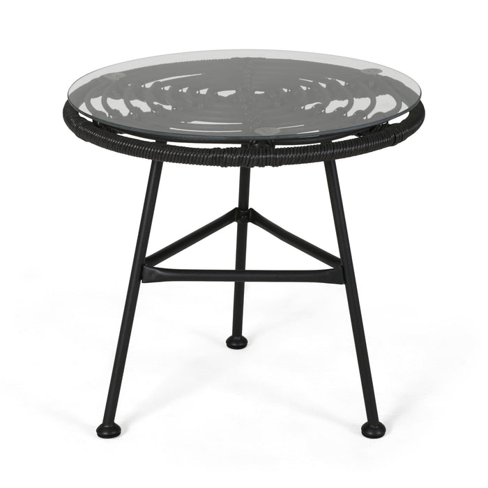 Petrichor - Outdoor Side Table With Tempered Glass And Steel Frame