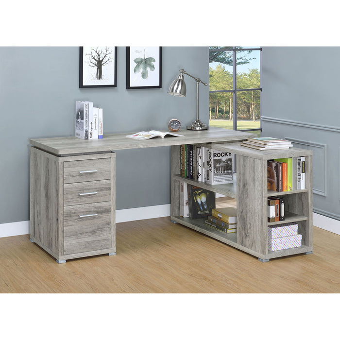 Tona - L-Shape Computer Desk With 3 Drawers And 5 Shelves