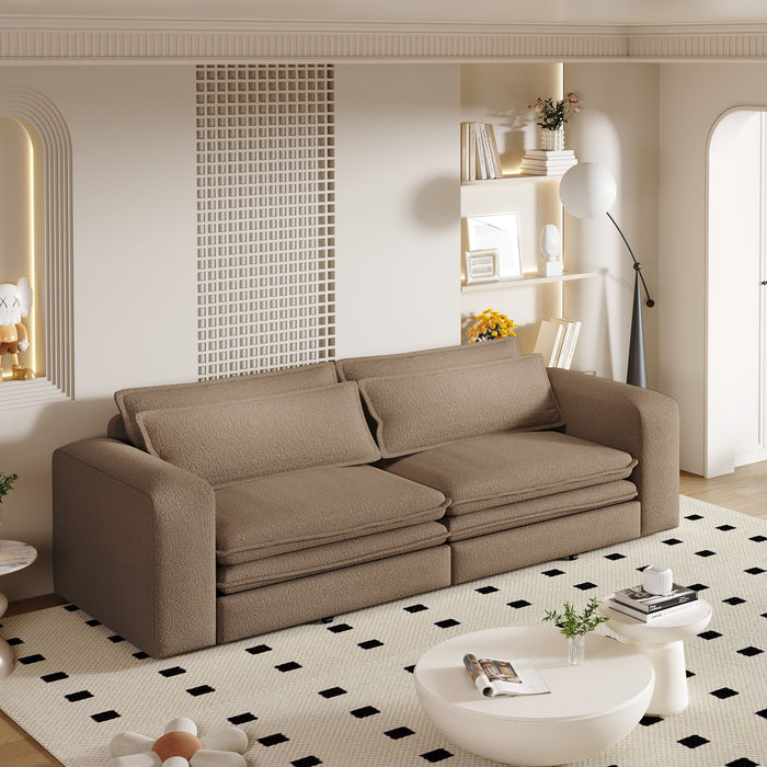 King Size Sleeper Pull Out Sofa Bed, 3 In 1 Convertible Chaise Lounge With 2 Pillows For Living Room - Camel