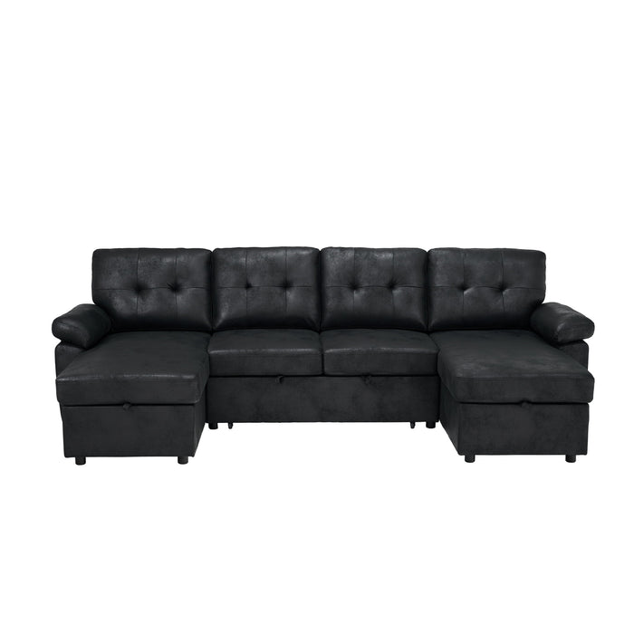 Convertible Sectional Sofa Bed With Pull Out Sleeper And Storage