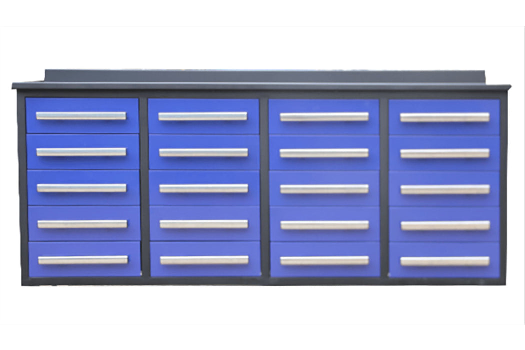 Garage Storage Cabinets With Workbench (With 20 Drawers) - Blue