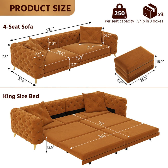 3-In-1 Convertible Sleeper Sofa