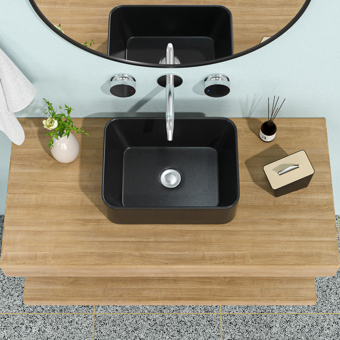 Sleek Ceramic Rectangular Vessel Bathroom Sink