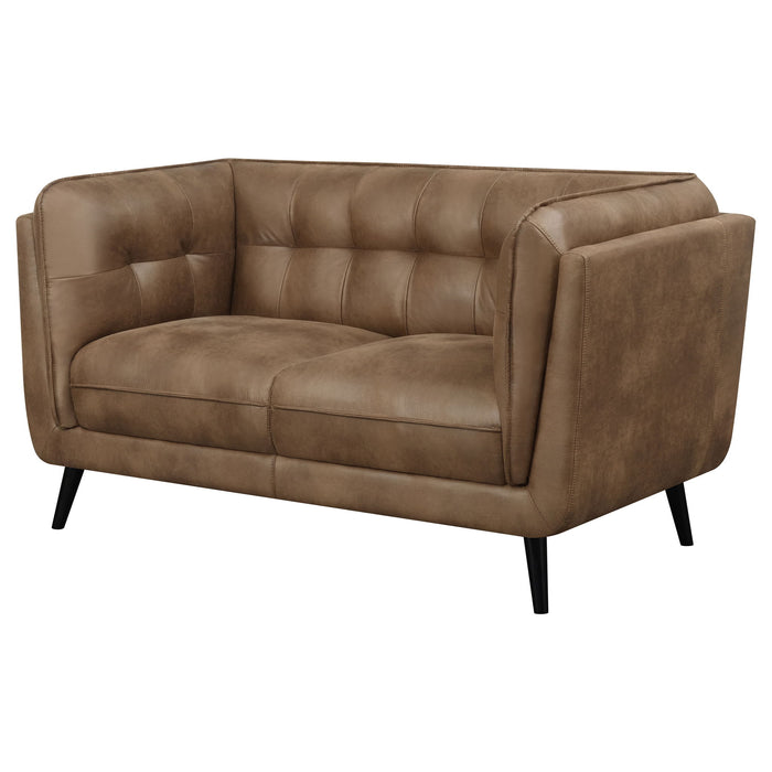 Maximillion - Tuxedo Arms Loveseat - Brown