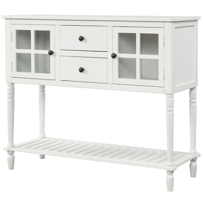 Hearth & Haven Stella Buffet Storage Cabinet With Bottom Shelf, White