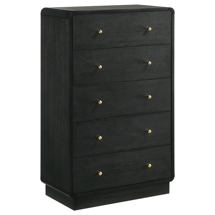 Burton - 5 Drawer Chest Of Drawers - Black