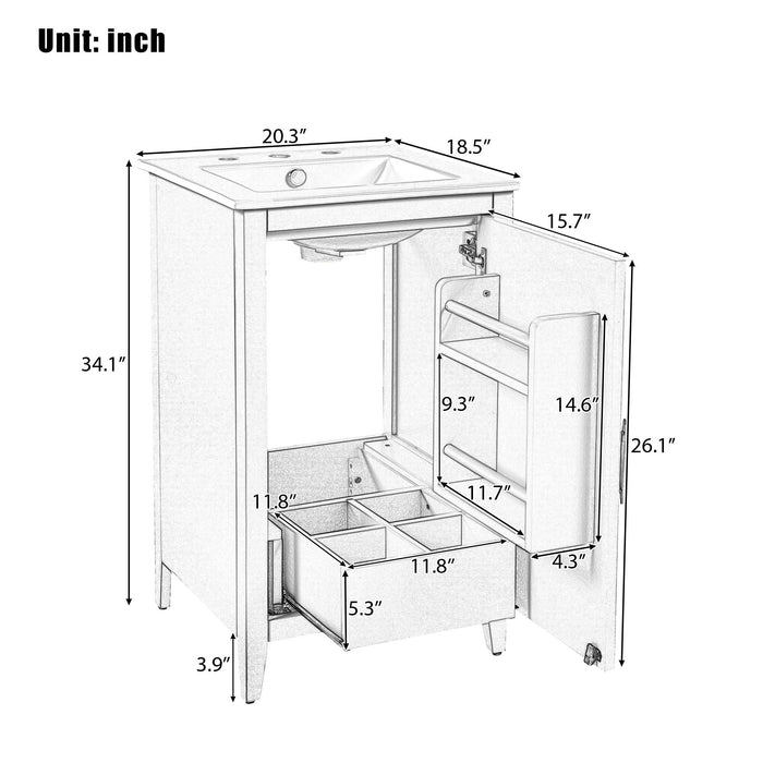 Modern Bathroom Vanity With Sink, Functional Drawer, Soft- Closing Door