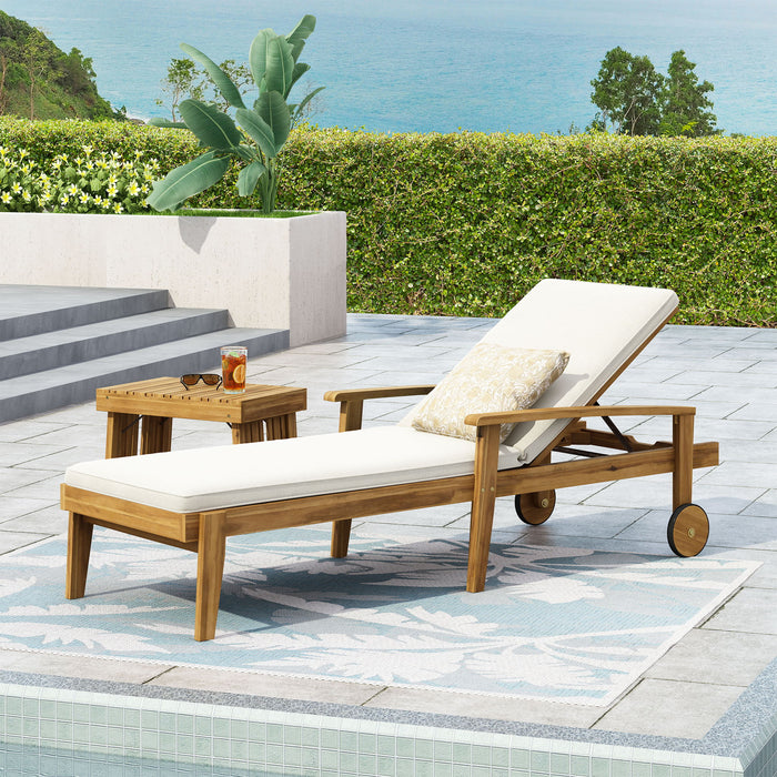 Jason - Black Chaise Lounge Adjustable Acacia Wood Outdoor Furniture