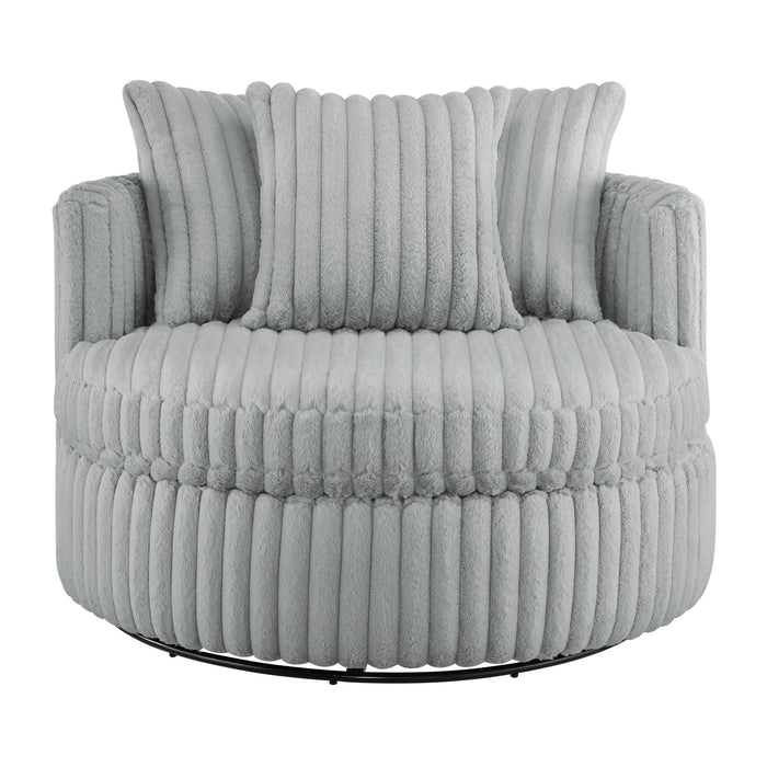 Mindy - Oversized Swivel Barrel Chair - Gray