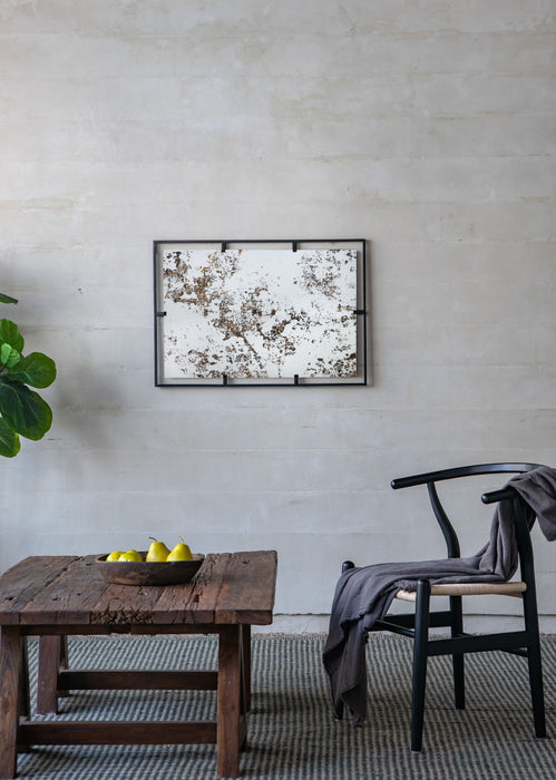 Rectangle Antiqued Wall Mirror Wall Mirror With Metal Frame, Home Wall Decor, Bedroom Living Room Entryway Wall Accent - Black