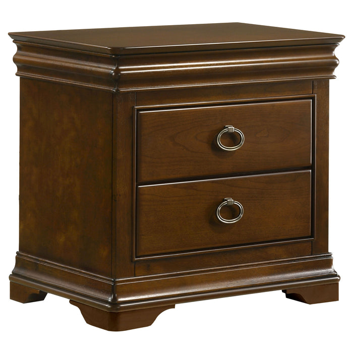 Leonide - 2 Drawer Nightstand With USB Charging And Hidden Storage - Cherry