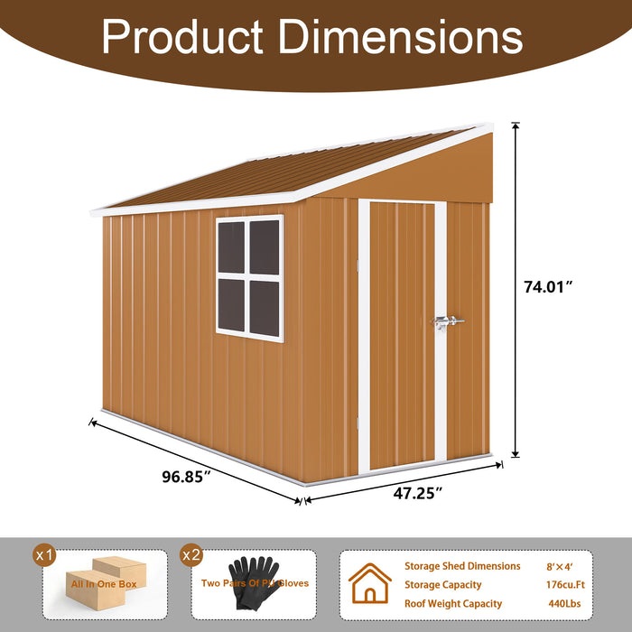 Heavy Duty Storage Shed With Double Doors And Ventilation Weatherproof Outdoor Garden Shed - Brown