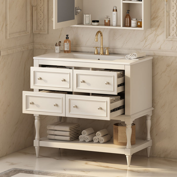 Bathroom Vanity Cabinet With Undermount Sink, 4 Drawer Set