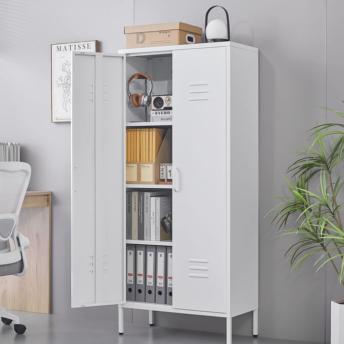 Modern Storage Cabinet With Adjustable Shelves, Magnetic Door Stopper