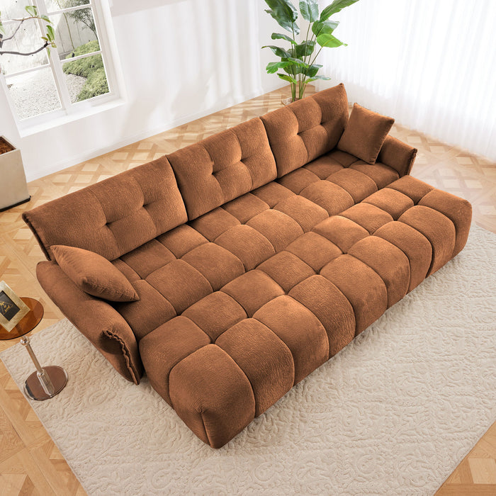 Sofa Set With Ottoman And Pillows, Textured, High Resilience Cushions