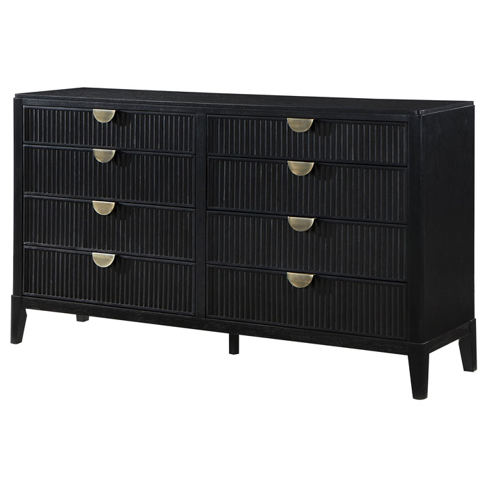 Mason - 8 Drawer Dresser With Fluted Design - Black